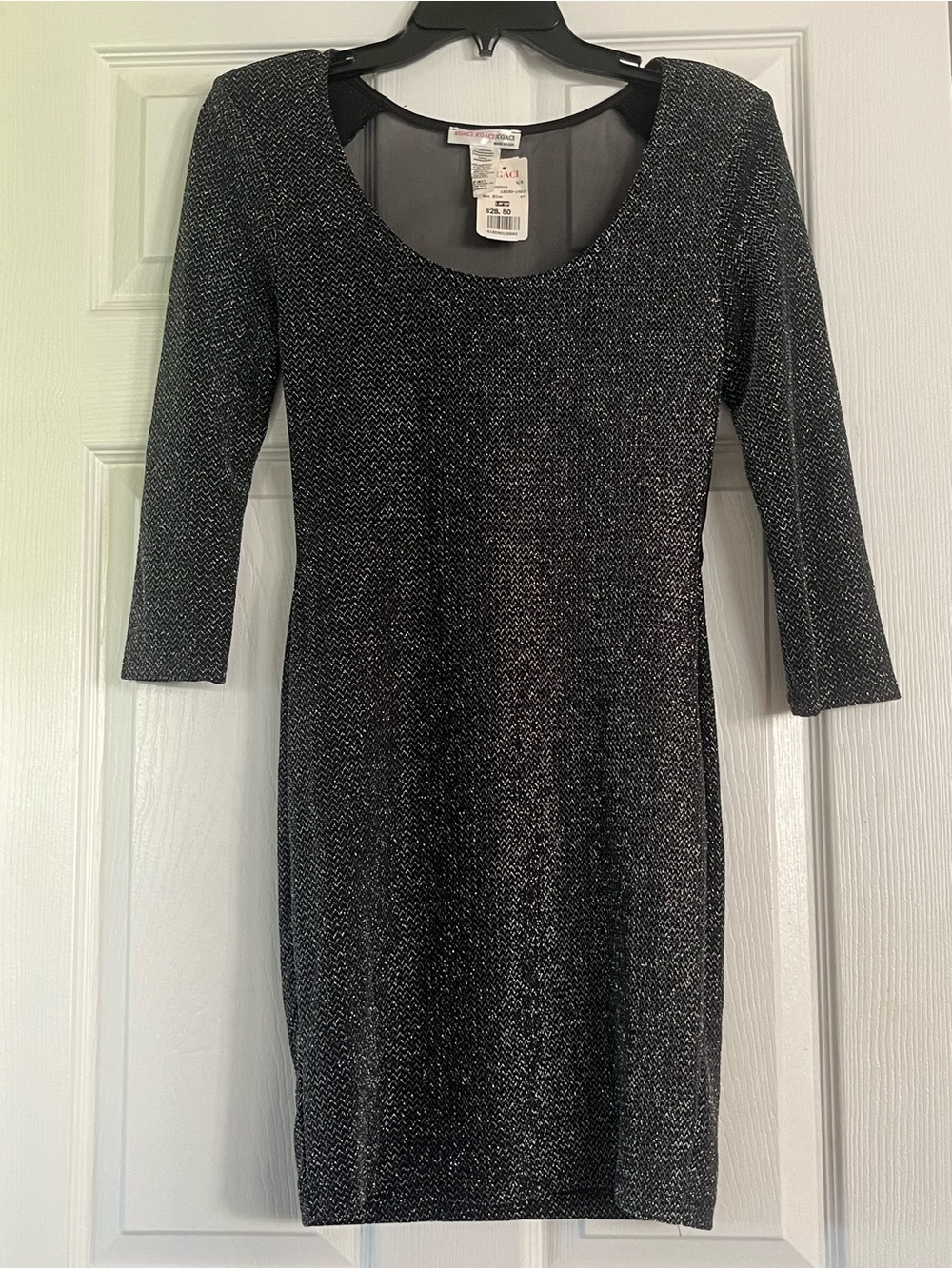 NWT a'gaci Black with Silver Shimmer Bodycon Mini Dress